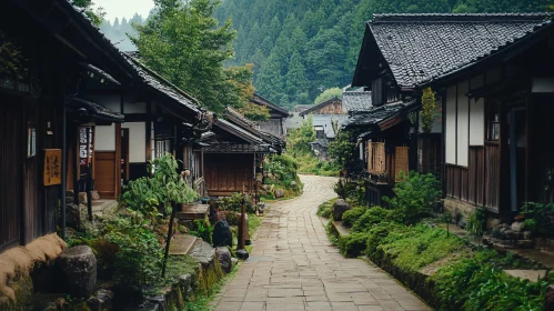Serene Stone Pathway in a Traditional Village