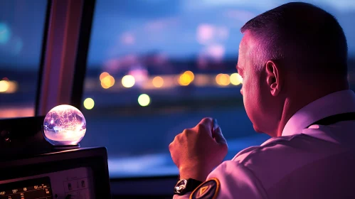 Man in Uniform at Night