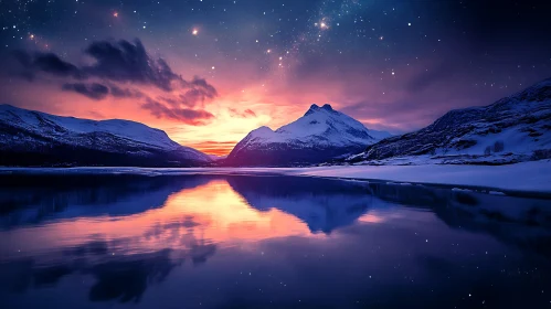 Tranquil Mountain Lake at Night