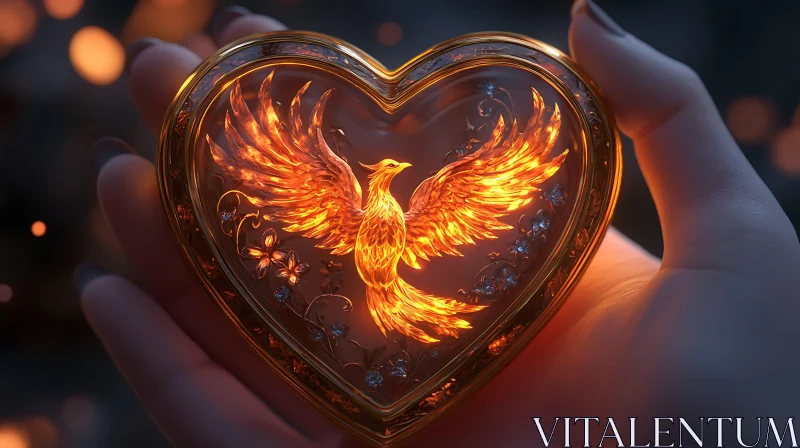 Golden Phoenix Heart
