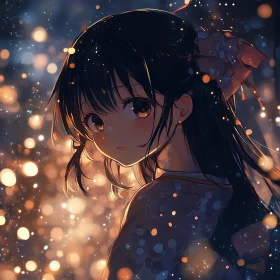 Enchanting Anime Girl at Night