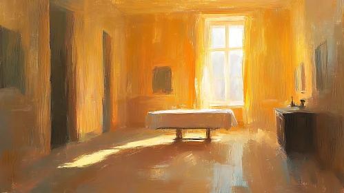 Interior Scene with Golden Light