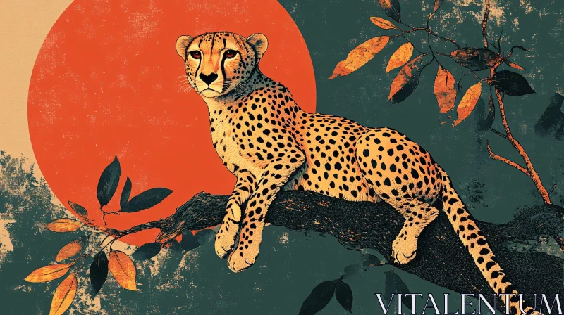 Wild Cheetah Resting at Sunset