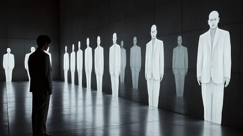 Silent Meeting of Monochrome Figures