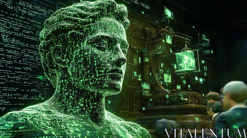 Green Code Sculpture in Virtual Gallery