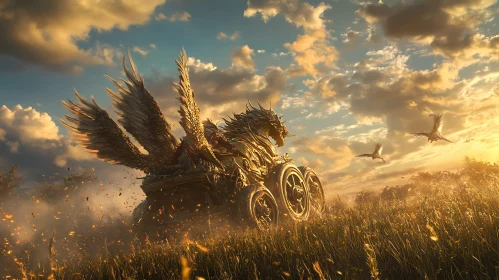 Mechanical Wings Over Golden Plains