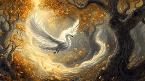 Serene Bird in a Golden Forest