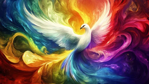 Rainbow Bird Abstract Artwork