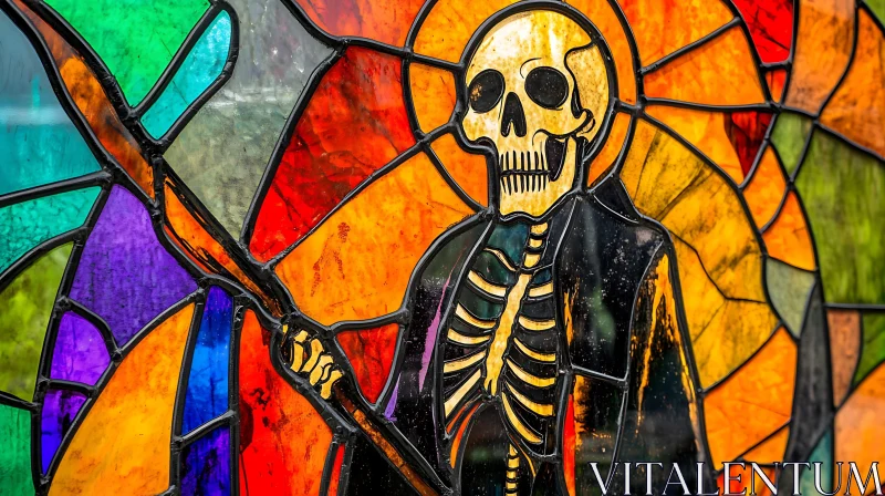 Colorful Skeleton Stained Glass