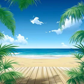 Peaceful Ocean View with Tropical Palms
