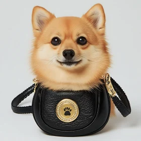 Cute Dog and Fashionable Black Purse Combination