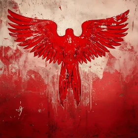 Stylized Bird with Red Wings Artwork