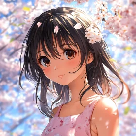Cherry Blossom Anime Portrait
