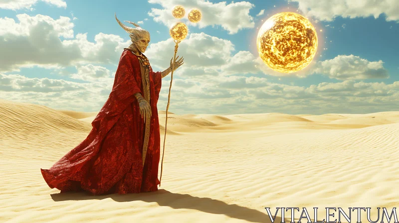 Desert Alien with Glowing Orb Staff