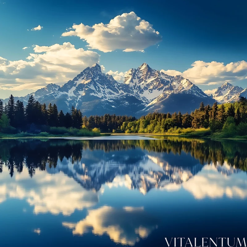 AI ART Snowy Peaks Reflected in Tranquil Waters