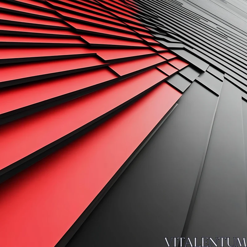Abstract Geometric Composition in Red and Black