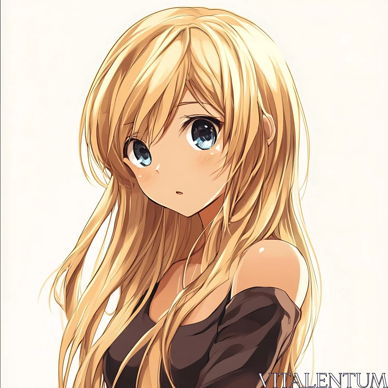 Blonde Anime Girl with Blue Eyes