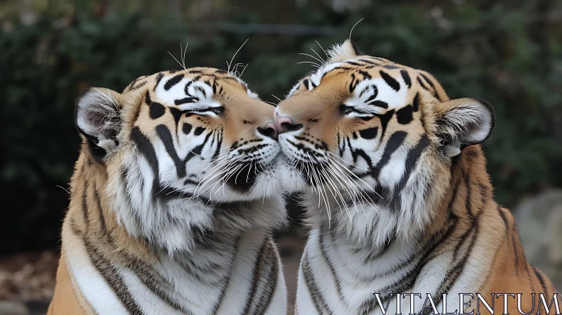 Two Tigers Nuzzling: A Moment of Tenderness