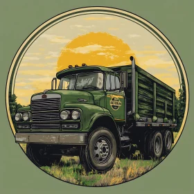 Classic Truck Art with Sunset