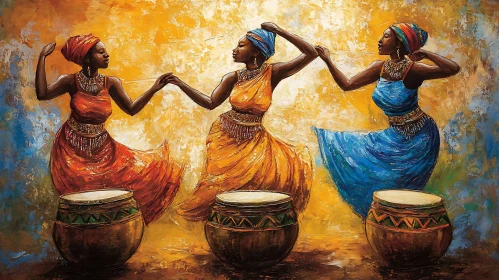Rhythmic Dance of African Women Art