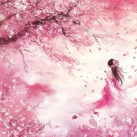 Spring Blossoms and Pink Dress Serenity