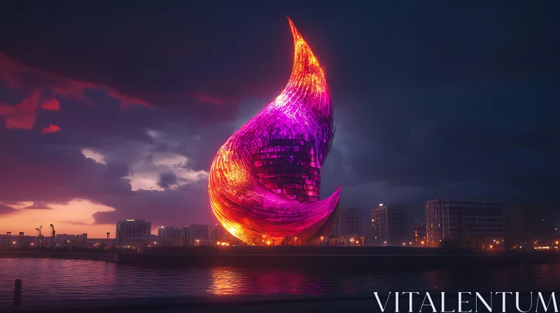 Surreal Flame Building Reflection