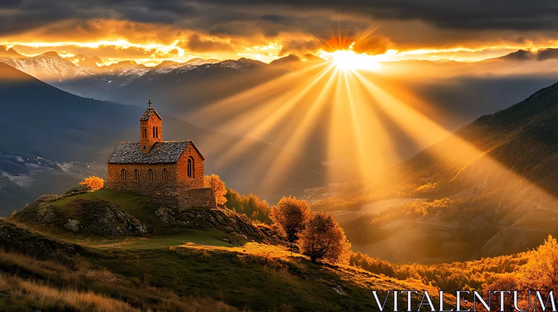 Sunset Over Mountain Church