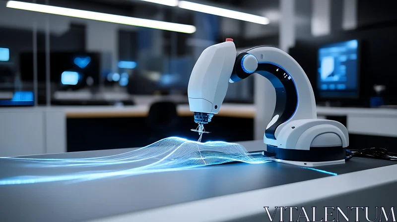 Futuristic Robotic Arm Data Processing
