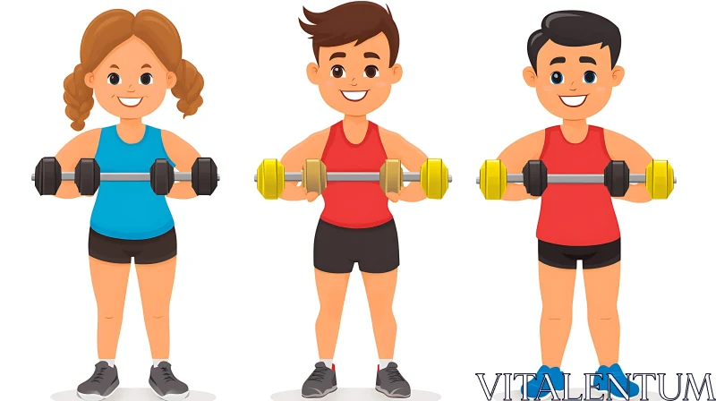 Children's Cartoon Fitness Exercise Art
