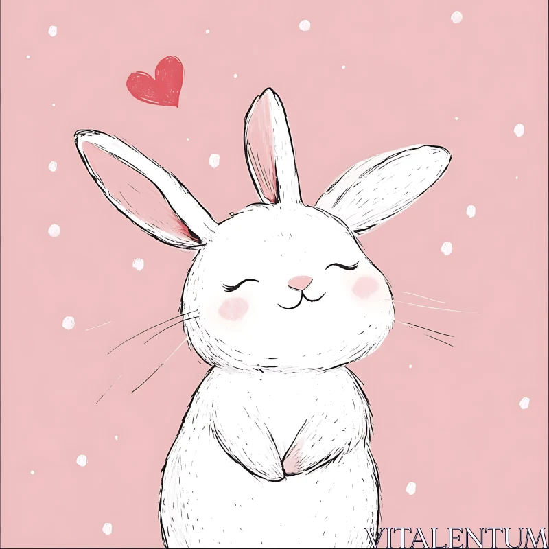 Charming Rabbit with Pink Heart AI Image