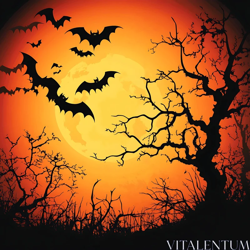 Spooky Bats Flying in the Moonlight