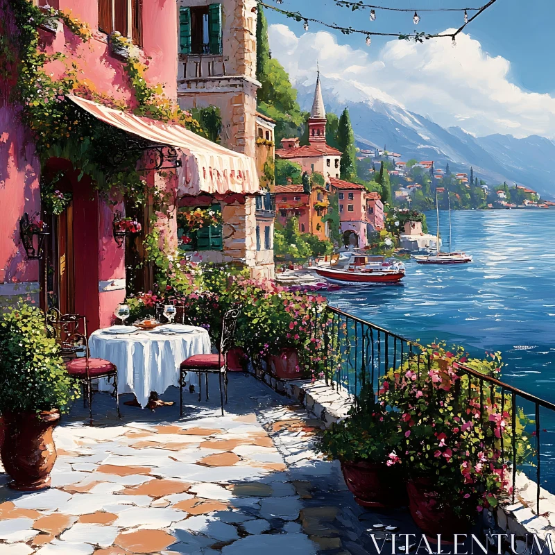 Seaside Terrace with Floral Display