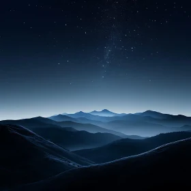 Night Sky Over Mountain Ridges