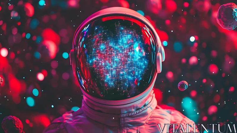 Cosmic Dream: Astronaut in Neon Space AI Image