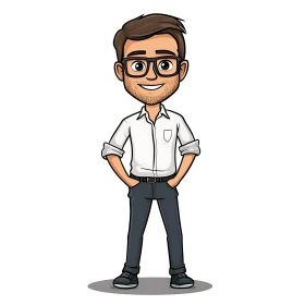 Standing Cartoon Man with Hands in Pockets