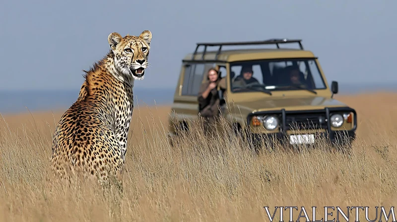 Wildlife Encounter: Cheetah and Safari Vehicle