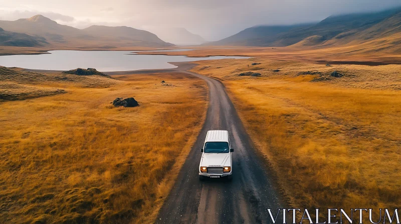 White Car on Gravel Road