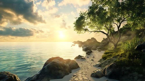 Peaceful Shore at Sunset