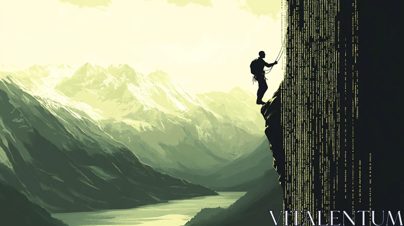 Mountain Climber with Data Stream Cliff