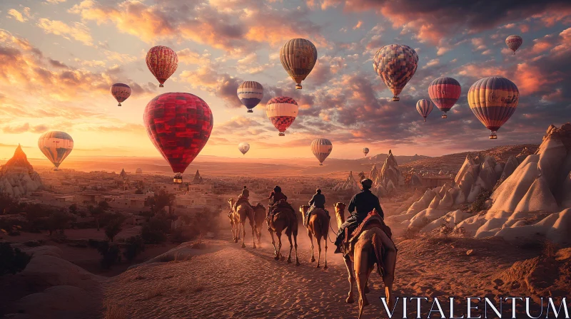 Cappadocia Balloons and Camels at Dawn