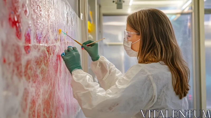 Artist Creating Abstract Wall Painting