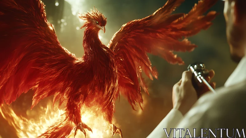 Fiery Phoenix Confronts Human Observer