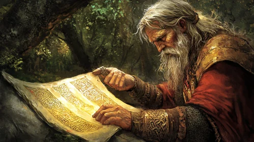 Ancient Wizard Studies Magic Scroll