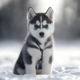 Siberian Husky Puppy with Blue Eyes