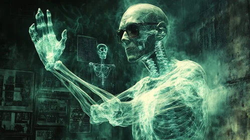 Ghostly Skeleton with Sunglasses