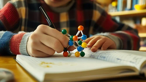 Child Learning Science with Molecular Model
