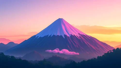 Peaceful Mountain View at Sunset