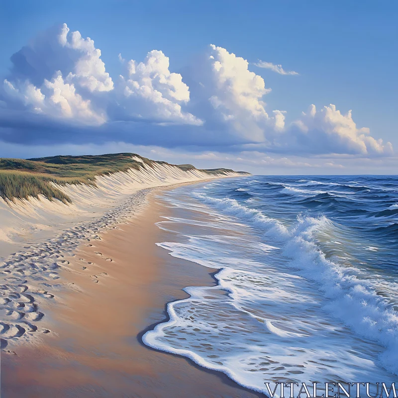 Seaside Serenity: Waves and Sandy Beach