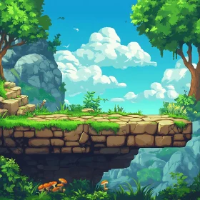 Enchanting Stone Platform with Greenery