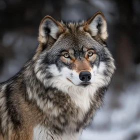 Detailed Wolf Face Close-Up